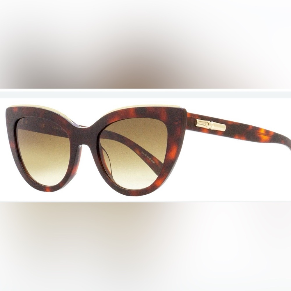 Longchamp 518 Red Havana Tortoiseshell Cat Eye Sunglasses,Gold Temple Accent NIC